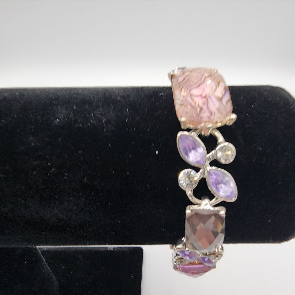 Napier silver & purple rhinestone bracelet